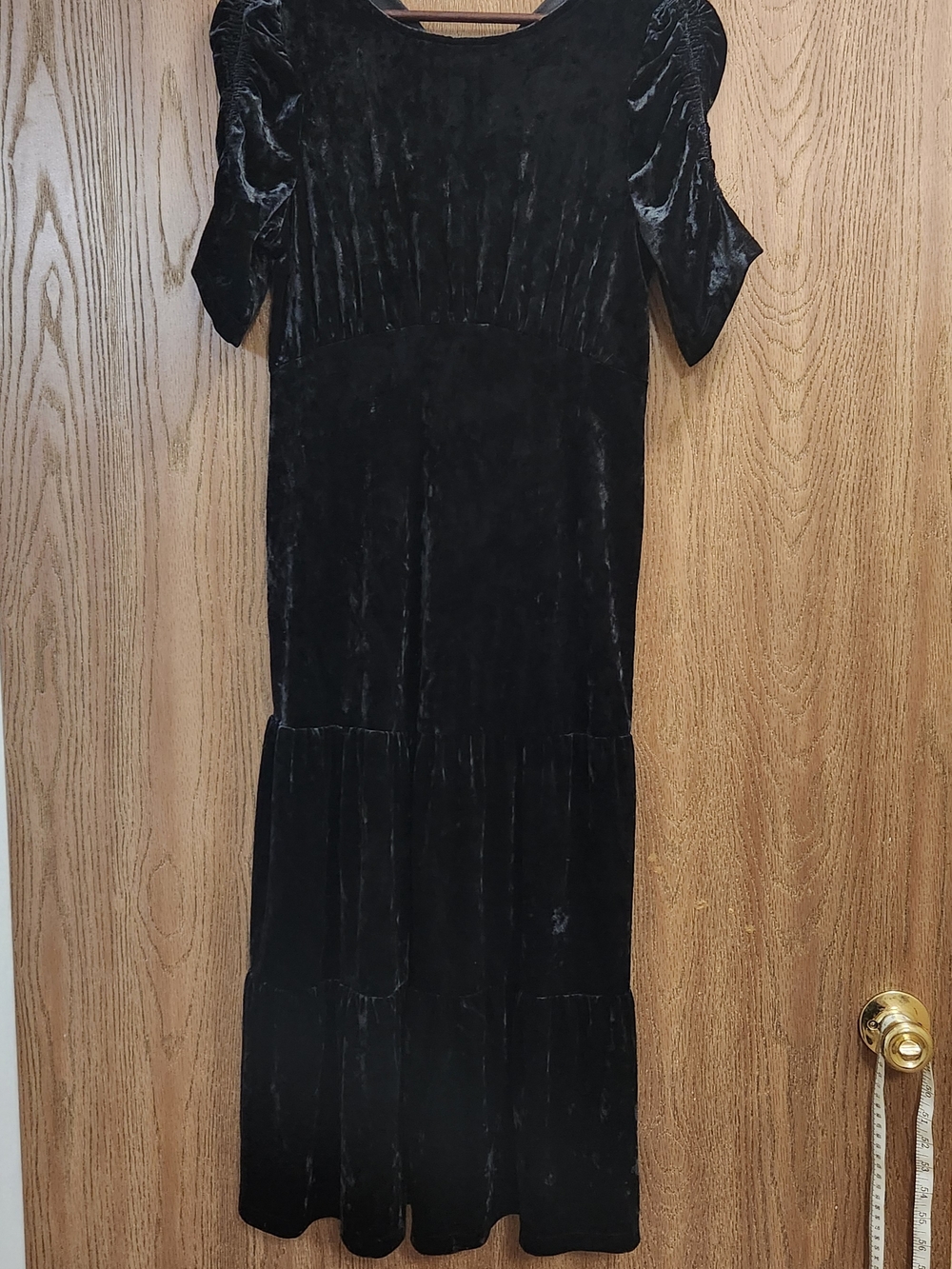 Who What Wear Black Velvet Tiered Maxi Dress